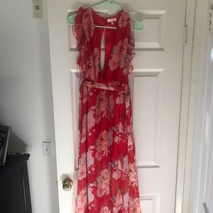 Red flowy maxi dress. Never worn